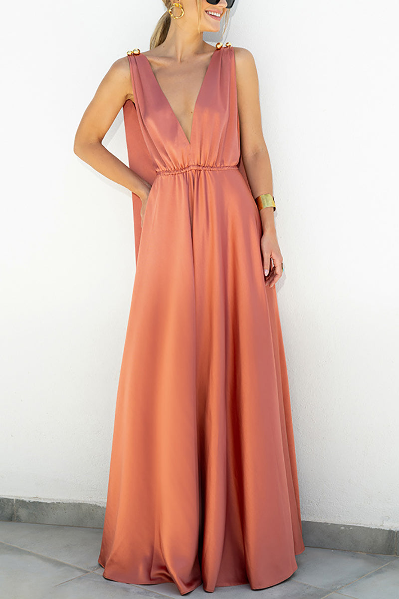 V Neck Backless Tank Maxi Dress