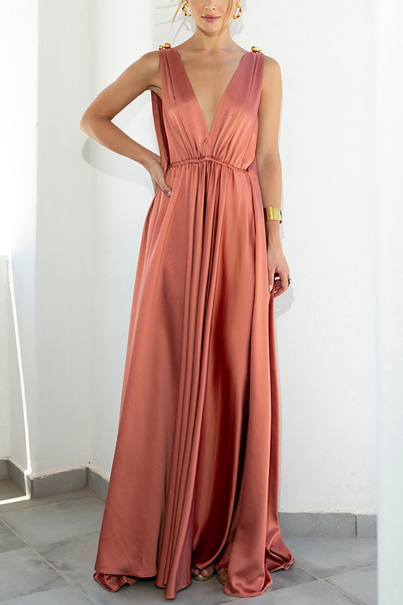 V Neck Backless Tank Maxi Dress