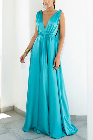 V Neck Backless Tank Maxi Dress