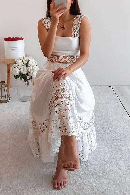 Lace Patchwork Sleeveless Maxi Dress