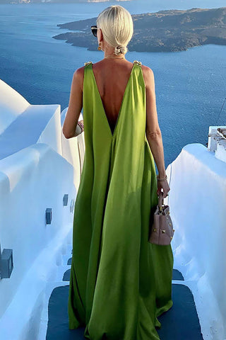 V Neck Backless Tank Maxi Dress