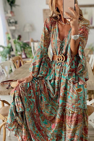 Down The West Coast Bohemia Print Maxi Dress