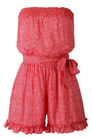 Smocked Floral Strapless Romper