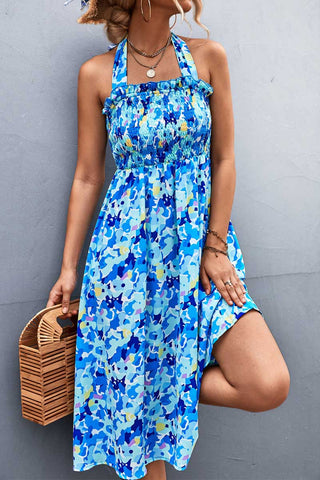 Women's Print Casual Sleeveless Bohemia Beach Halter Dress