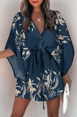 Dynamic Love Printed Batwing Sleeve Dress