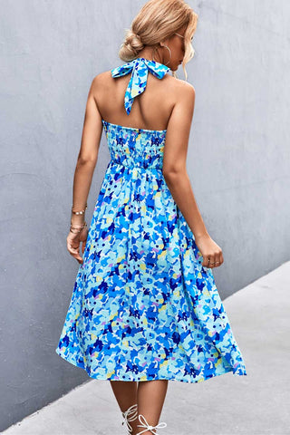 Women's Print Casual Sleeveless Bohemia Beach Halter Dress