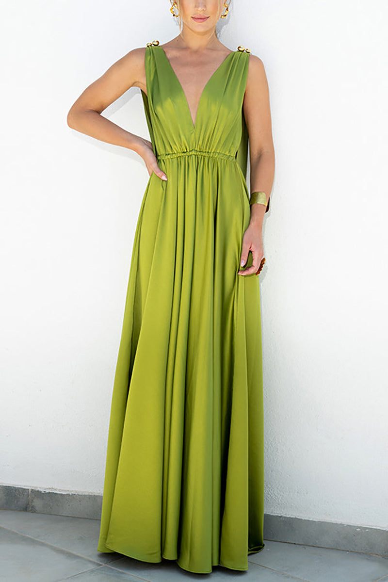 V Neck Backless Tank Maxi Dress