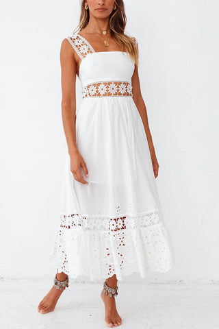 Lace Patchwork Sleeveless Maxi Dress