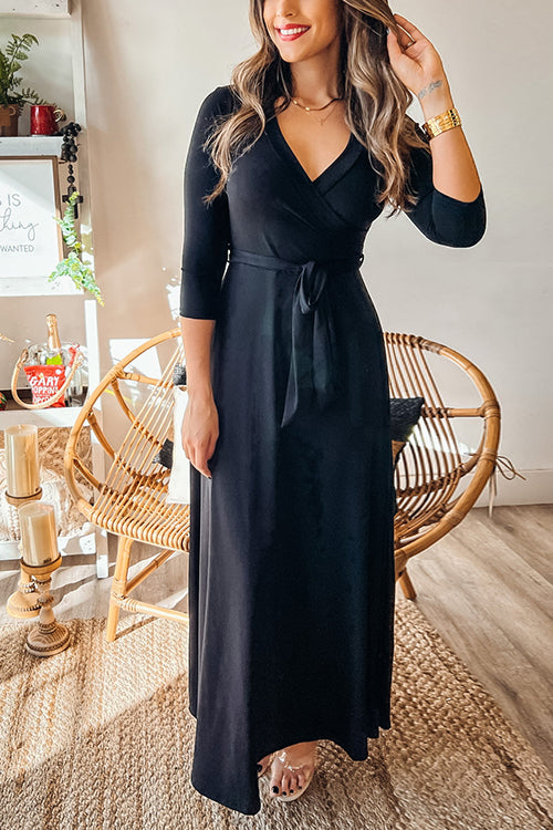 Solid Wrap Maxi Dress