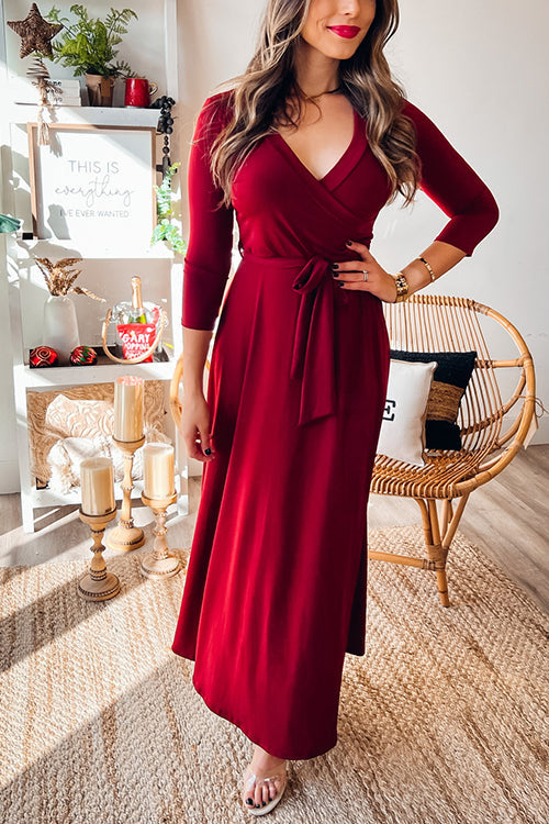 Solid Wrap Maxi Dress