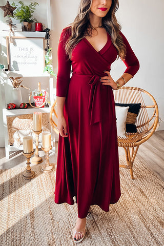 Solid Wrap Maxi Dress