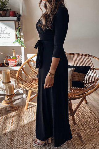 Solid Wrap Maxi Dress