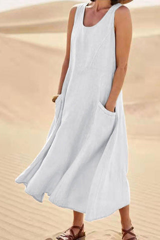 O Neck Pocket Sleeveless Maxi Dress