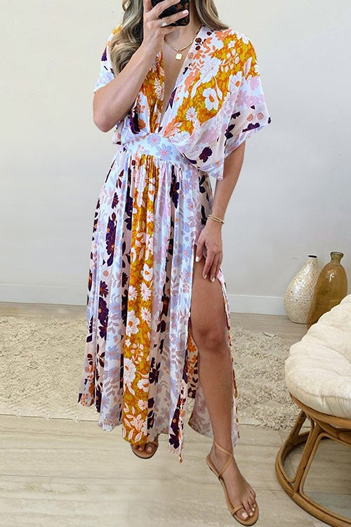 Like Palm Side Slit Bat Maxi Dress